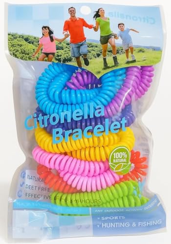 Mosquito Repellent Bracelet Multicoloured 14 Pack Citronella 100% Natural Oils, Long-Lasting Protection, 2 of Each Colour, Waterproof & Adjustable Bracelets for Kids & Adults for Travel & Outdoors