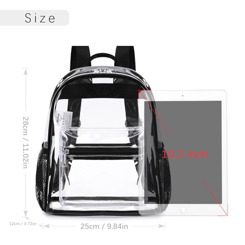 abshoo Clear Mini backpack Stadium Approved 12x12x6 Clear Bag Transparent Small Backpacks (Black)3