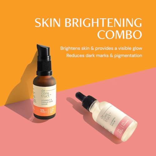 Image of Deconstruct Skin Brightening Duo | 10% Vitamin C & 0.5% Ferulic Acid and 2% Alpha Arbutin & 5% Niacinamide | For All Skin Types | 30 ml each | Pack of 2