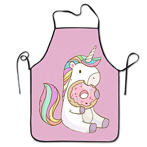 NVJUI JUFOPL Cute Apron Cooking Kitchen Baking Gardening Haircut Bib Funny Aprons for Women and Men Chef - Unicorn With Donut
