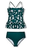 Tutorutor Kid Girls High Waisted Cute 2 Piece Peplum Halter Bikini Sets Ruffle Floral Print Teen Spaghetti Swimsuits