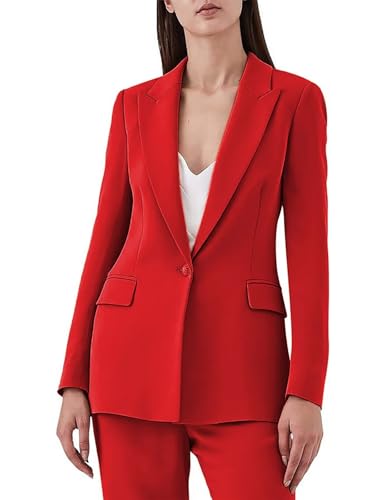 Women's 2 Piece Suit One Button Business Work Office Pant Suits for Women Dressy Slim Fit Blazer Jacket Pants Set4