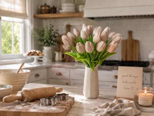 Image of Mandy's 20pcs Artificial Light Brown Tulips