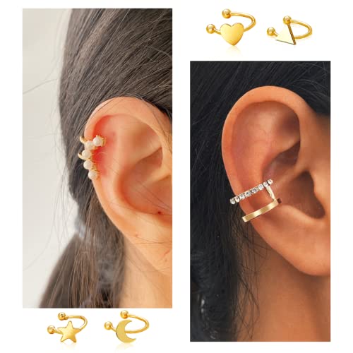 Palotay 38Pcs Gold Ear Cuffs For Women Cuff Earrings Pack Adjustable Earring Cuffs Non-Piercing Earring Set Clip On Earrings Cartilage Helix Wrap Earrings Gold Punk Earrings Set Earrings Set For Women Girls Ear Jewelry Set Gifts-Cuff-Gold #TOP5