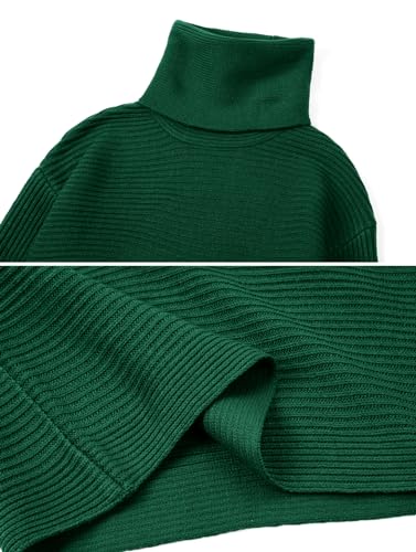 Image of chouyatou Women's Turtleneck 2 Piece Outfits Ribbed Knit Sweater Midi Pencil Skirt Set