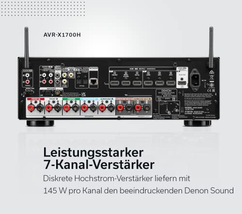 Denon AVR-X1700H 7.2-Kanal AV-Receiver, HiFi Verstärker mit Dolby Atmos, DTS:X, 6 HDMI Eingänge...