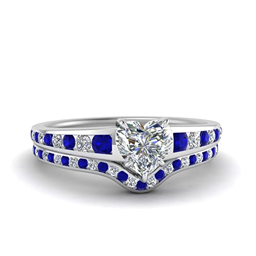 Image of Choose Your Gemstone Graduated Channel Setting Diamond CZ Wedding Sterling Silver Heart Shape Wedding Engagement Birthstone Stackable Ring Size US 4 to 12