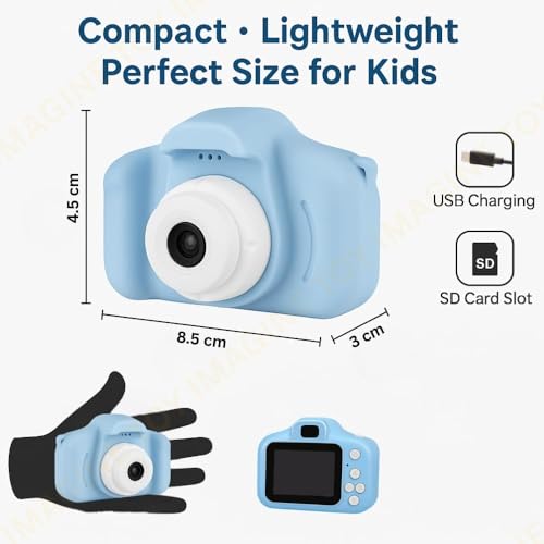 Image of Cots and Cuddles Kids Digital Camera for Boys & Girls | 1080P HD Video & 12MP Photo | Dual Lens, Rechargeable Toy Camera with Games & Filters for Kids Age 3-10 Years (Blue)