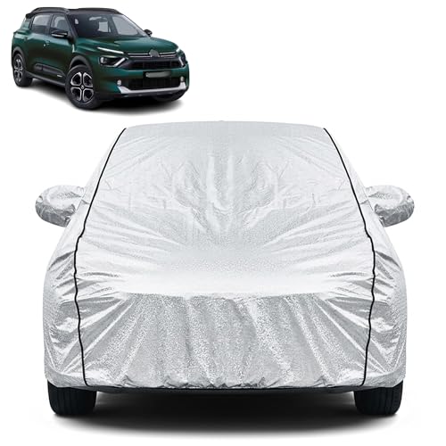 Image of Waterproof Car Cover for Citroen Aircross X | Dustproof, UV Resistant & Scratch Protection | Soft Cotton Lining | Triple Stitched | Mirror Pockets & Elastic Fit | Silver