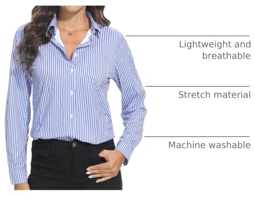 Image of Soft Wrinkle-Free Button Down Stretch Shirts for Women, Breathable Moisture-Wicking Casual Work Dress Tops