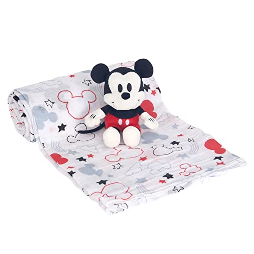 Image of Lambs & Ivy Disney Baby Mickey Mouse Muslin Swaddle Blanket & Plush Gift Set