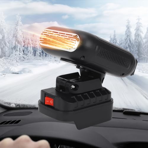 LOMUG Auto Heizung, Tragbare 2 in 1 Heizlüfter, Defroster und Ventilator, Autoheizung mit 2 USB, Standheizung für BL1830 BL1850 BL1840 BL1845 BL1815 BL1820 BL1860B(Schwarz, A)