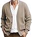 Mens Business Casual Cardigan Sweater Long Sleeve Button Down Sweaters Coat V Neck Open Front Sweater Fall Outwear (Khaki,Small)