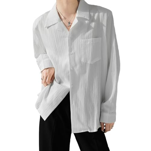 Chemise à manches longues homme ample en tissu bleu léger à porter au quotidien