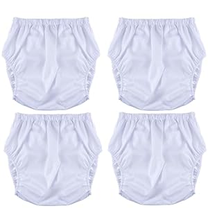 XUOUP 4 Stück wasserdichte TPU-Windelhöschen Für Erwachsene, Menstruationsunterwäsche, Geräuschlos Und Auslaufsicher, Waschbar, Für Lange AutofahrtenWhite, M