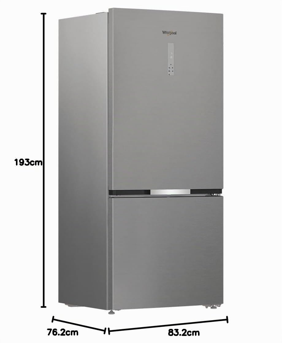 Whirlpool WHK2 6614 X6E Frigorifero combinato a libera installazione, Dual no frost, 83cm, Classe C, Pearl Inox, 34 dbA, h193 cm