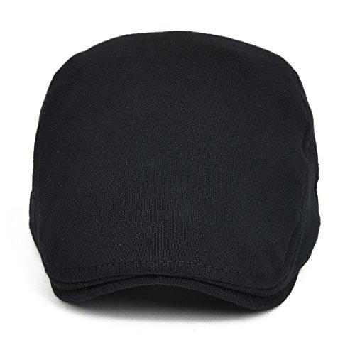 Voboom Men Newsboy Cap Cotton Flat Ivy Gatsby Driving Hat (Black) #TOP1