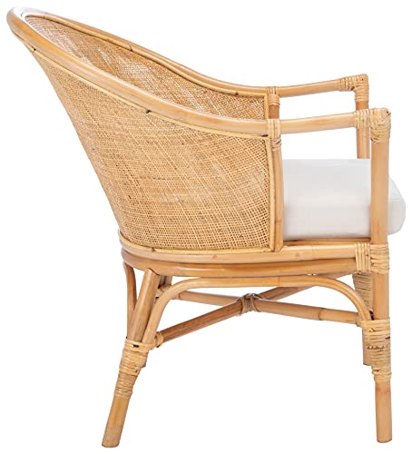 Safavieh Home Collection Dustin Rattan Cushion Accent Chair, Natural/White