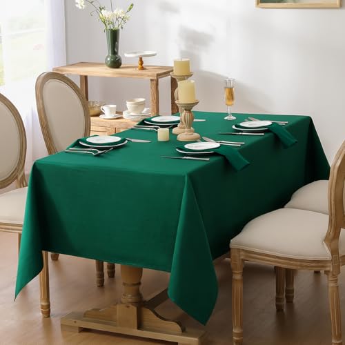 Softalker Tischdecke Weihnachten 140x240 grün Abwaschbar Leinen Struktur Wasserabweisend Abwischbar Fleckschutz rechteckig Tischtuch Deko… – Ansicht 6