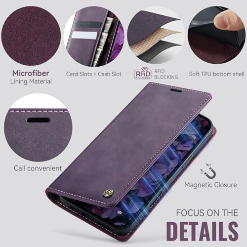 Étui iPhone 17 Pro housse protection cuir véritable marron café clapet aimanté