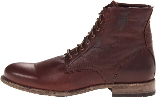 Image of Frye Tyler Lace Up Boots for Men Crafted from Soft Vintage Leather with Blake Construction, Burnished Toe and Heel, and Rubber Inserts on Leather Soles - 5 inch Shaft Height