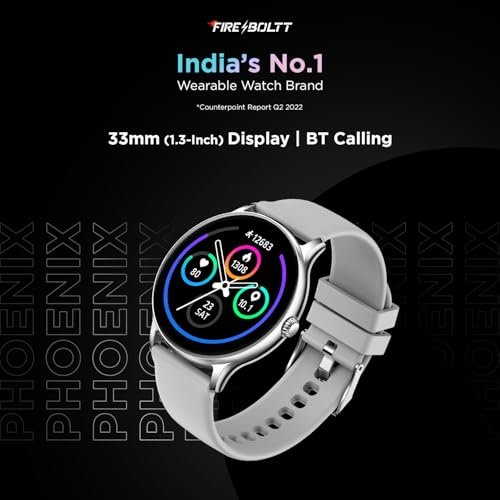 Fire-Boltt Phoenix Smart Watch with Bluetooth Calling 1.3,120+ Sports Modes, 240 * 240 PX High Res with SpO2, Heart Rate Monitoring & IP67 Rating (Silver Grey) (Image - 2)