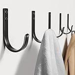 Josmimic Wall Hooks for Towel/Coat - 22LB Heavy Duty Metal Hanger Wall Mount, for Outdoor, Closet, Door, Shelf, Bathroom, for Backpack, Cup, Clothes, Mug, Black Matte 5 Pack, Screws Included