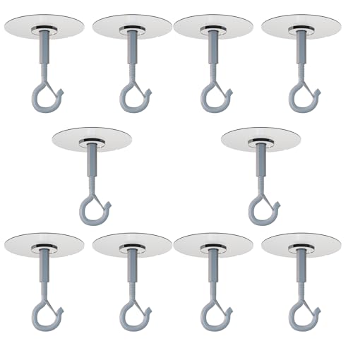 Aufuga No Hole No Drilling Adhesive Ceiling Hooks for Hanging Plants Lights Wind Chimes Lantern, Sticky J Hooks Eye Hook for Hanging Indoor Outdoor (White)