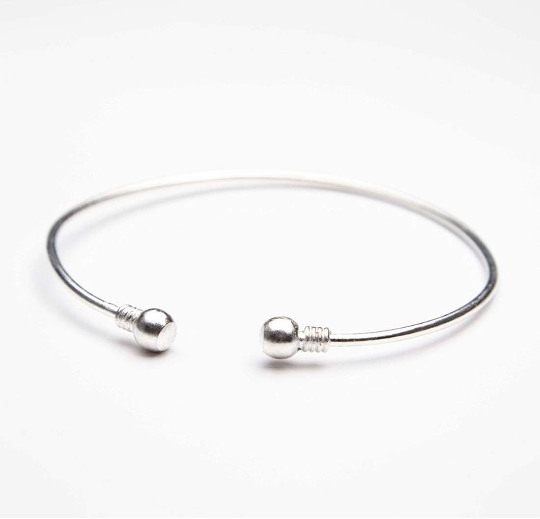 HUNO Minimalist Metal Punk Spiral Coil Upper Arm Cuff Open Arm Bracelet Armlet Adjustable Hammered Wrap Armband Bangle for Women (Bead Silver) - Image 2