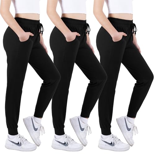 3 Pack: Women's Ultra-Soft Lounge Joggers Sweatpants Athletic Yoga Pants with Pockets