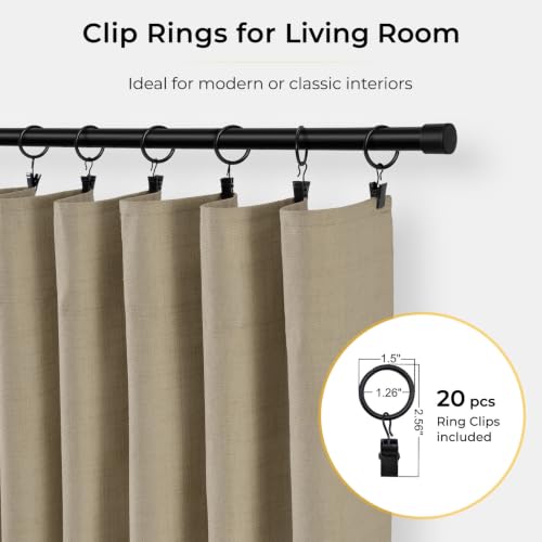 Image of INOVADAY 100% Blackout Curtains for Bedroom, Earthy Beige Black Out Curtains 84 Inch Long, Clip Rings Linen Blackout Drapes, Thermal Insulated Room Darkening for Living Room, 2 Panels - W50xL84
