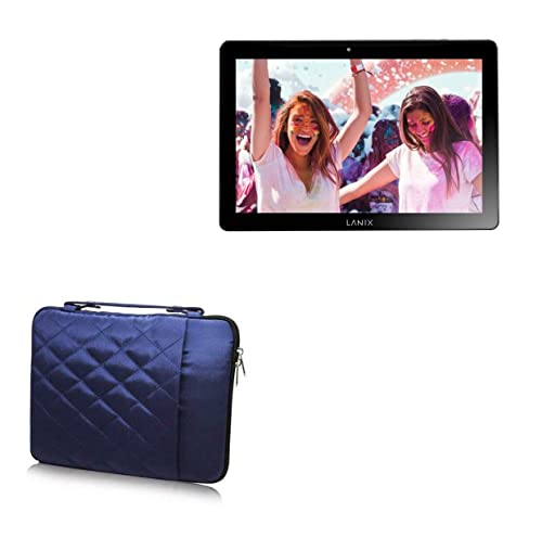 BoxWave Case Compatible with Lanix Ilium PAD RX10 - Quilted Carrying Bag, Soft Synthetic Leather Cover w/Diamond Design - Navy