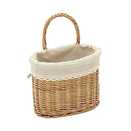 HQBL Paniers de Rangement en Osier Faits À la Main avec Poignées,Panier de Rangement Multifonctionnel pour Salon Salle de Bains Cuisine Jardin Pique-Nique,Peut Être Accroché avec Doublure en Tissu Cover