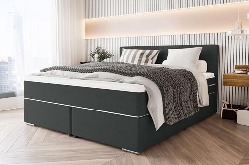 99rooms Phönix Boxspringbett Doppelbett Ehebett: 200x200 cm, Webstoff Malmo_New Schwarz, Box: Bonellfederkern, Matratze: Taschenfederkern 17 cm, Kaltschaumtopper 3,5 cm 99rooms Phönix Boxspringbett Doppelbett Ehebett: 200x200 cm, Webstoff Malmo_New Schwarz, Box: Bonellfederkern, Matratze: Taschenfederkern 17 cm, Kaltschaumtopper 3,5 cm