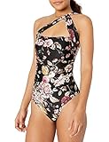 RACHEL Rachel Roy Women's Standard Ruched Shoulder One Piece Swimsuit, Black, X-Small