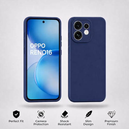 Image of FIRST MART Matte Silicone Back Cover for Oppo Reno 16 - Blue