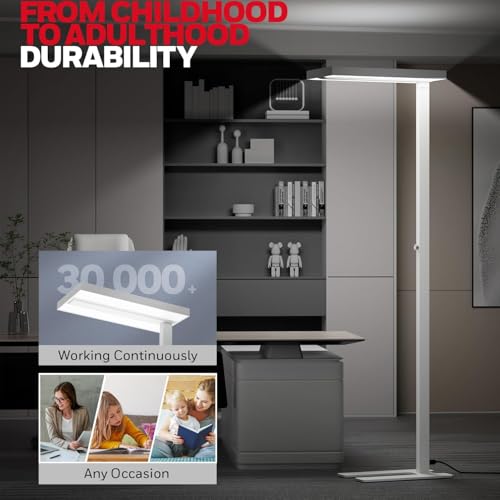 Image of Honeywell 155W LED Floor Lamp - 02E MAX Sunturalux Eye-Care Tall Standing Light, 16000LM 4000K Natural Daylight Reading Lamp for Home Office Bedroom