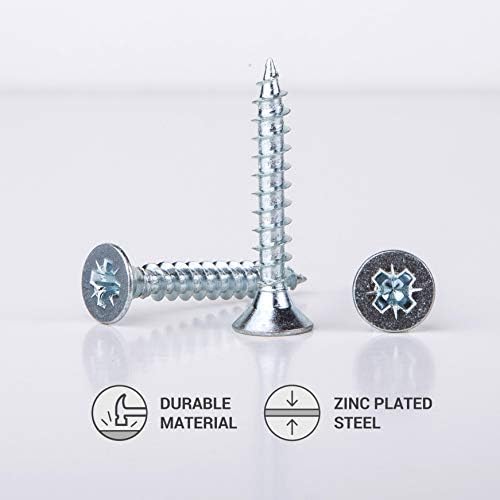 (Pack of 100 pcs) Zinc Plated Steel Wood Screws 6.0 x 40 mm, Pozi-drive Head Screws, Fasteners, Countersunk, Chipboard Screws (100) - Image 4