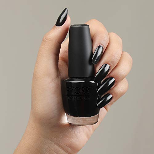 Image of Midnight Black Professional Nail Polish | Long Lasting, Quick Dry, Chip Resistant, High Shine Nail Paint | Smooth & Easy Application, Vibrant Trendy Shades for Women & Girls Party Daily Use 15ml