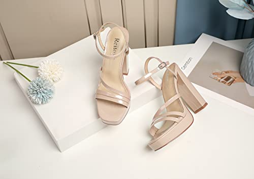 Reitoye Women's Open Toe Platform Heeled Sandals Chunky Heel Ankle Strap High Heel Party Shoes Us 8 #TOP5