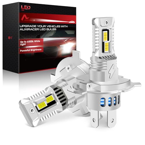 AUXIRACER H4 LED, 35000LM 6500K Luz Blanca Fría, Bombilla H4 LED 16000RPM Ventilador, Diseño Tamaño Mini 1:1, Plug and Play, Lámpara para Faros de Coche y Moto, 2 piezas