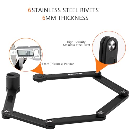 Antivol pliable pour velo et moto cadenas acier robuste de 86cm avec 4 cles