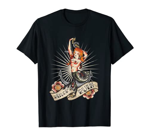 Rockabilly Girl Vintage Rétro Sirène Tattoo Pin Up T-Shirt Cover