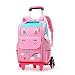 Schulrucksack Mädchen Jungen Teenager Rollen Trolleytasche Schulranzen Schulranzen Mädchen mit Rollen Schultasche Trolley Kinderrucksack Schultasche Laptoptasche 6-12 Jahre Alt, Rosa