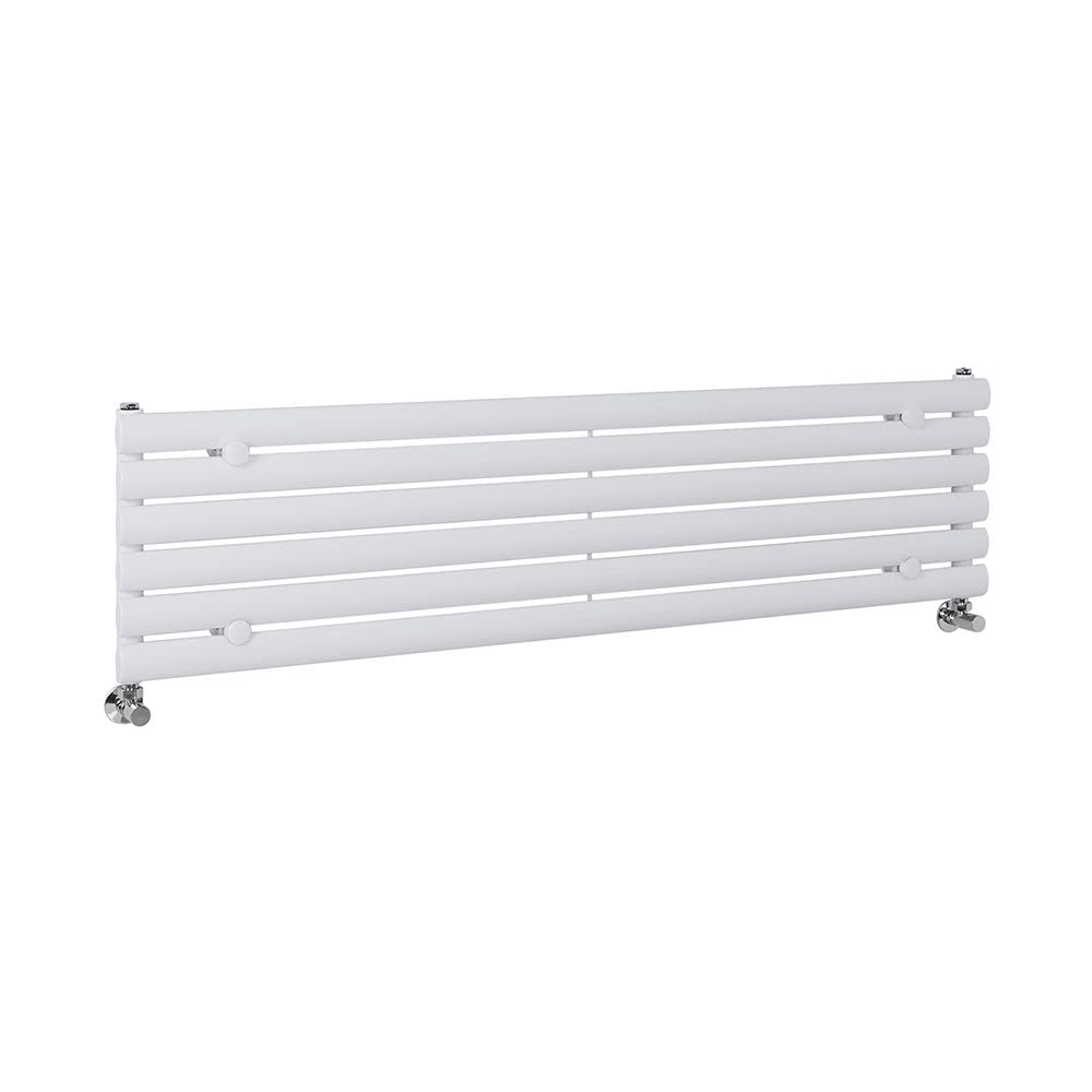 Milano Aruba White Horizontal Single Oval Panel Radiator - 354mm x 1400mm