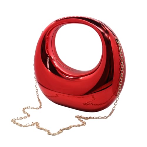Image of Acrylic Evening Clutch Purse Top-handle Moon Hobo Bag, Elegant Marble Handbag for Wedding Cocktail Party