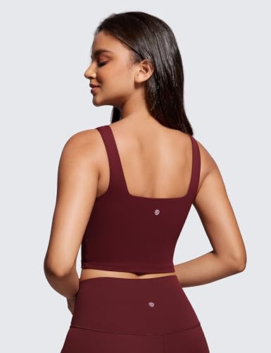 Image of CRZ YOGA Butterluxe Square Neck Crop Tank Top | Light Support, Removable Pads, Yoga, Extremely Soft, Wide Straps, Longline Sports Bras for Women