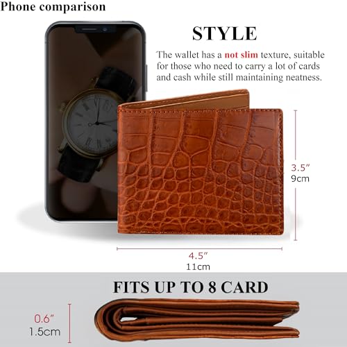 Image of HATA Light Brown Bifold Leather Wallet For Men With Flip Up ID Holder Credit Card Premium Wallet RFID Blocking Handmade Gift For Birthday Wedding Anniversary Father's Day VINAM-30