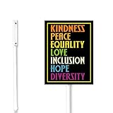 geroclonup (45,7 x 55,7 cm) gentilezza pace uguaglianza amore inclusione speranza diversità yard segnale paletti arcobaleno prato cartello stand alluminio antiruggine per la casa facile da installare
