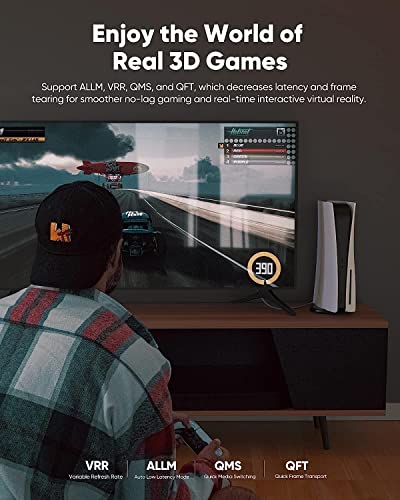 Highwings Long 8K HDMI Cable 25FT 48Gbps, 2.1 High Speed Gaming Cord 4K@120Hz 8K@60Hz RTX 3090 eARC 3D Compatible for PS5, UHD TV and Blu-ray Player